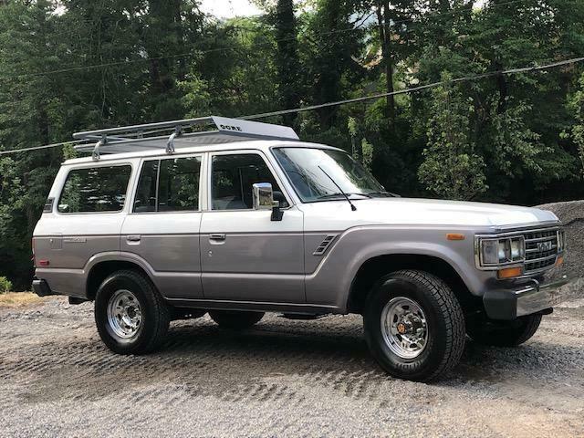 1990 Silver and White Toyota Land Cruiser Wagon