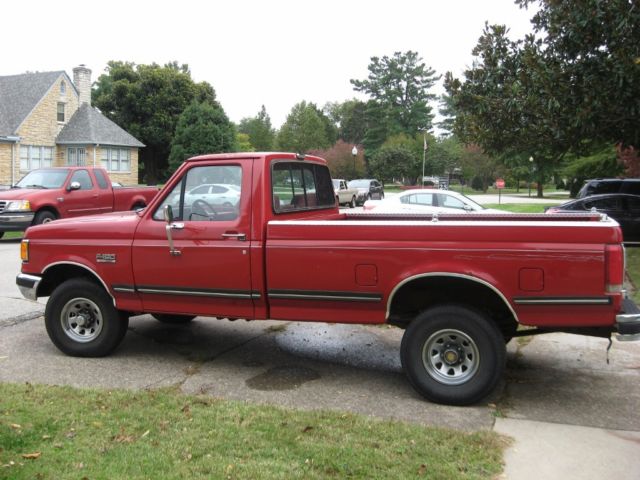 1990 Red Ford F-150 Standard Cab Pickup