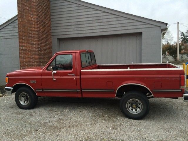 1990 Red Ford F-150 Standard Cab Pickup