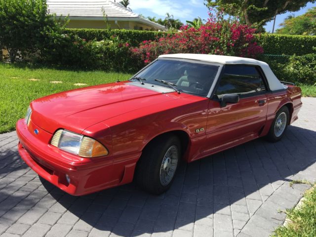 1990 Red Ford Mustang Convertible