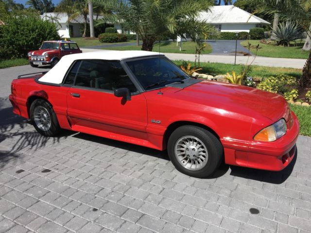 1990 Red Ford Mustang Convertible