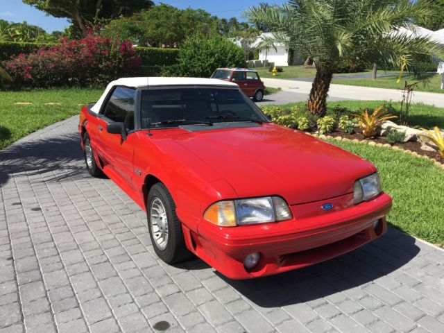1990 Red Ford Mustang Convertible