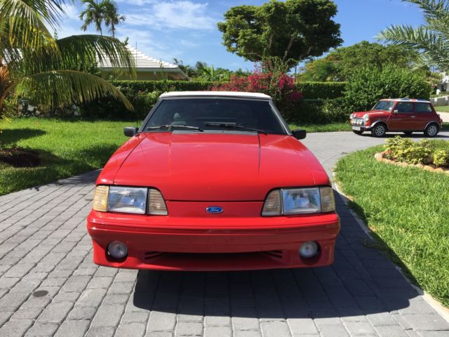 1990 Red Ford Mustang Convertible