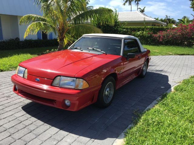 1990 Red Ford Mustang Convertible