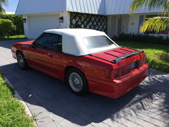 1990 Red Ford Mustang Convertible