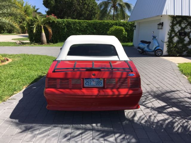 1990 Red Ford Mustang Convertible