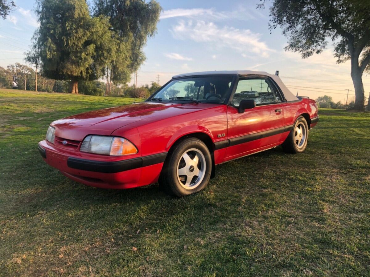 1990 Red Ford Mustang Convertible
