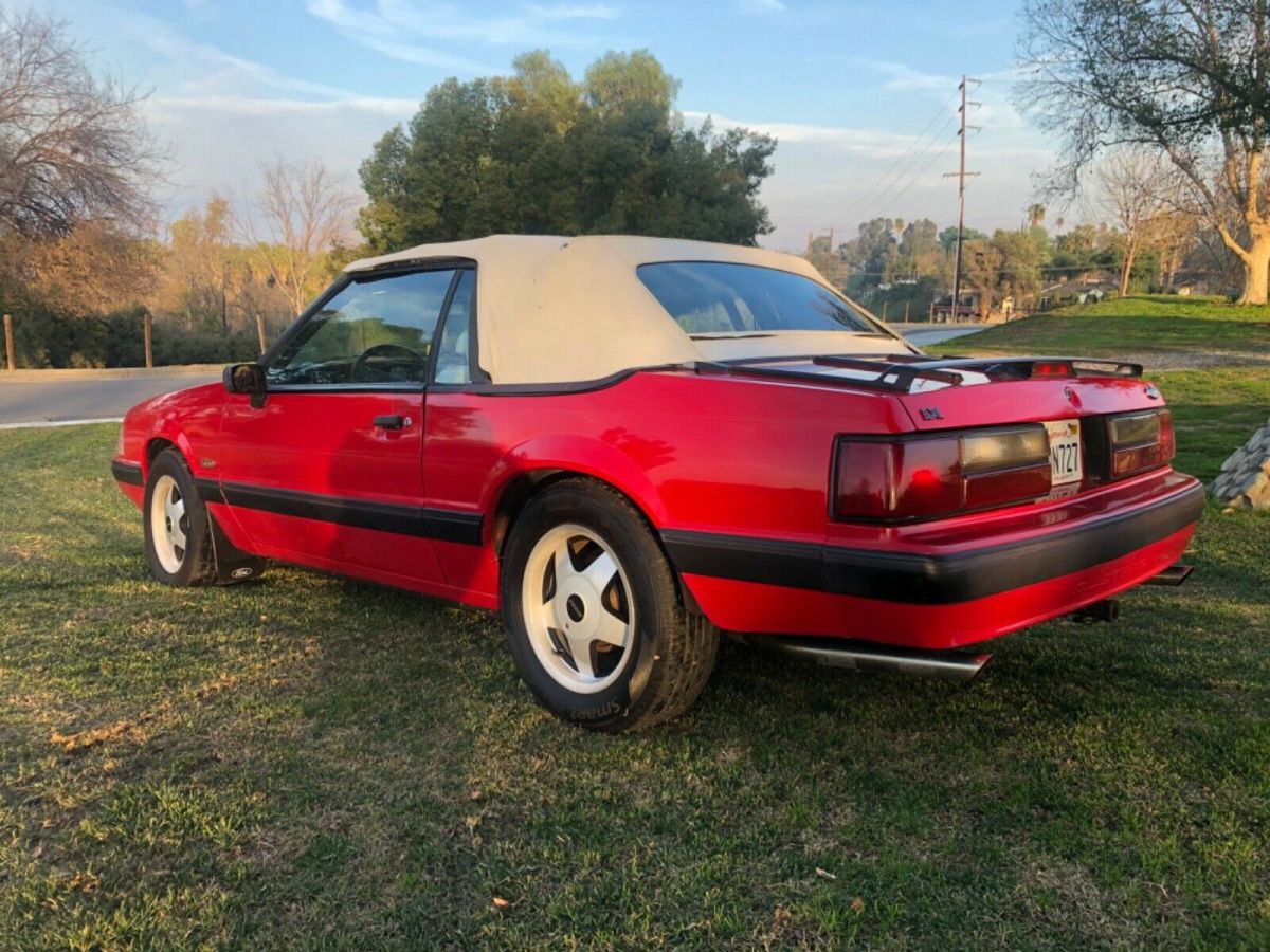 1990 Red Ford Mustang Convertible