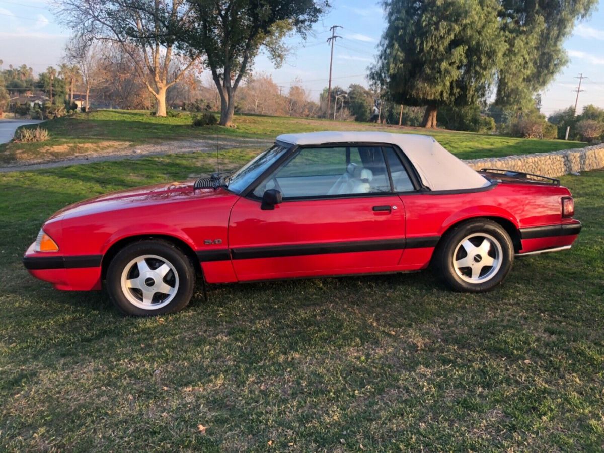 1990 Red Ford Mustang Convertible