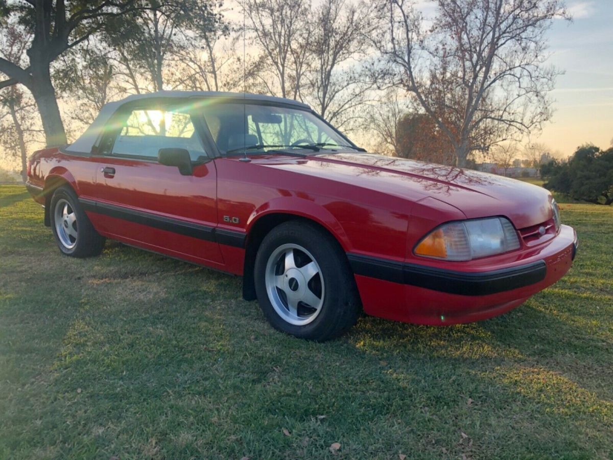 1990 Red Ford Mustang Convertible