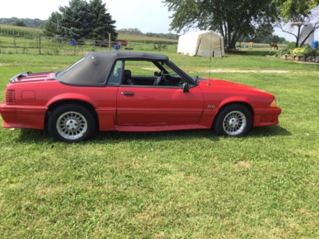 1990 Red Ford Mustang Convertible