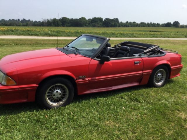 1990 Red Ford Mustang Convertible