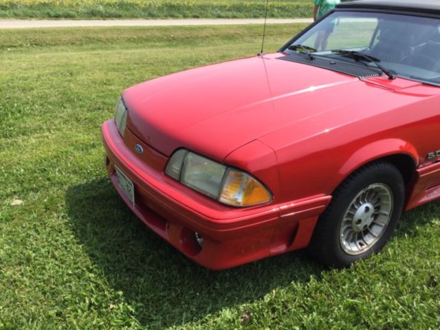 1990 Red Ford Mustang Convertible