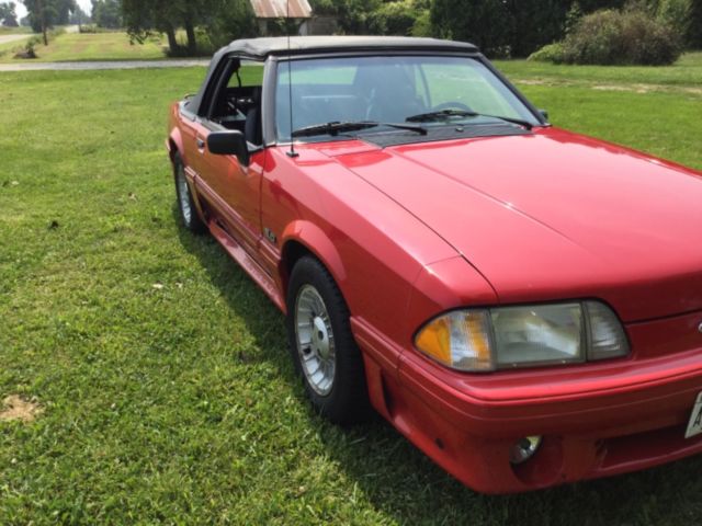 1990 Red Ford Mustang Convertible