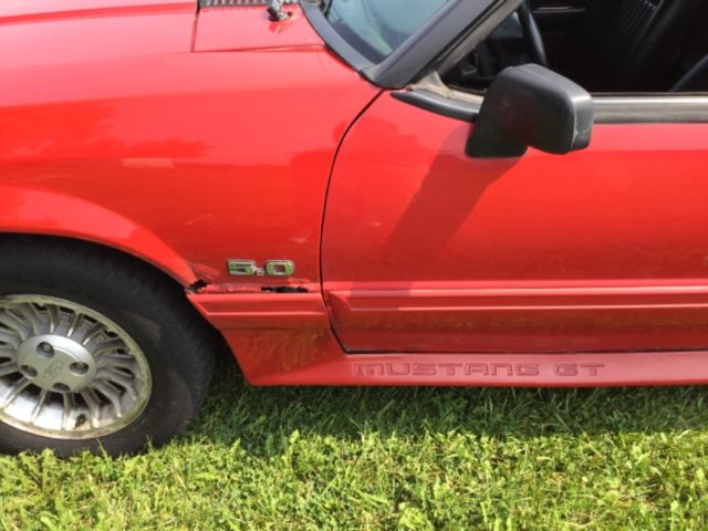 1990 Red Ford Mustang Convertible