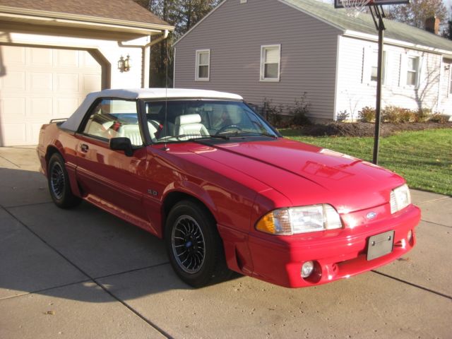 1990 Red Ford Mustang Convertible