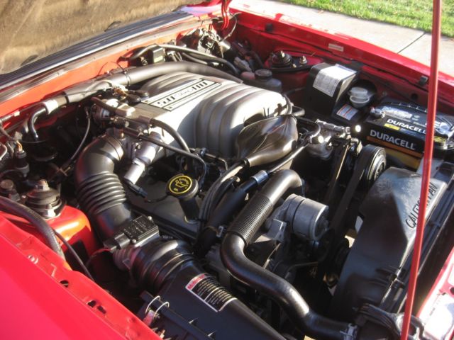1990 Red Ford Mustang Convertible