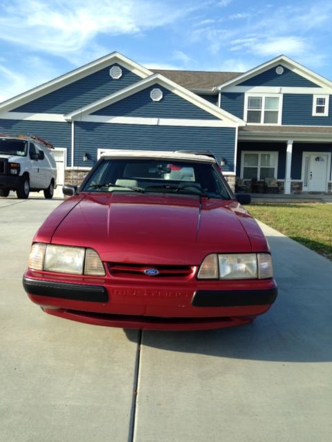 1990 Red Ford Mustang Convertible
