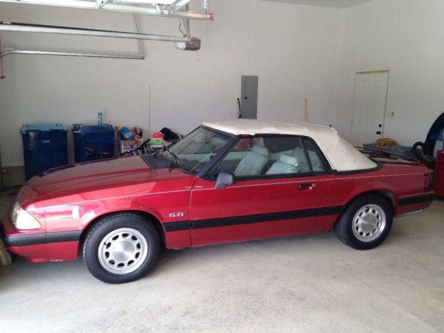 1990 Red Ford Mustang Convertible