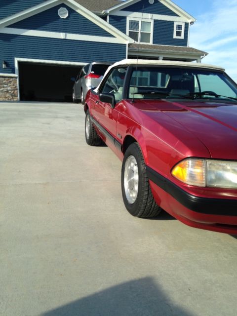 1990 Red Ford Mustang Convertible