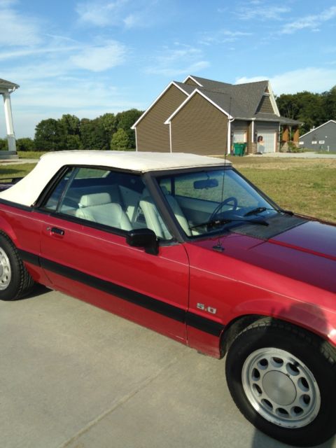 1990 Red Ford Mustang Convertible