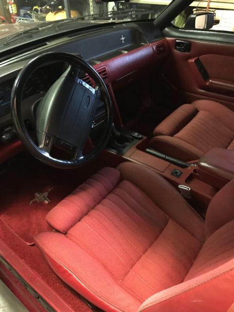 1990 Burgundy Ford Mustang Convertible