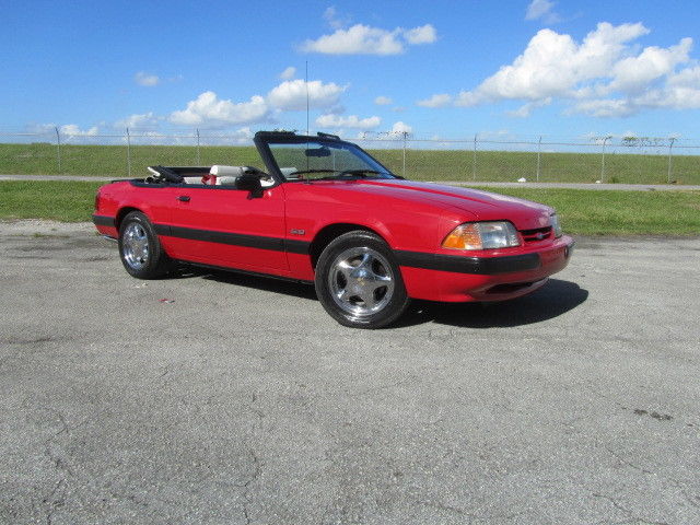1990 Red Ford Mustang Convertible