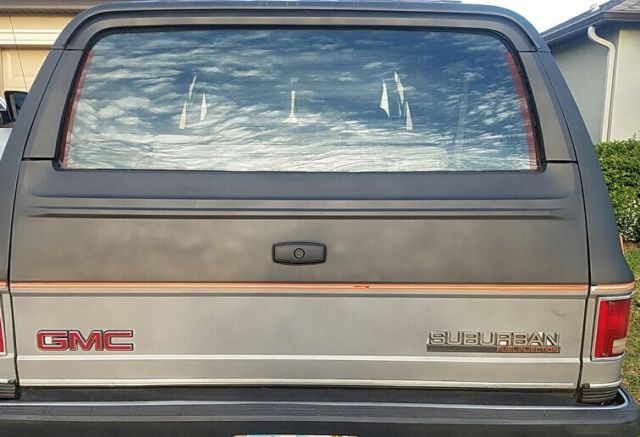 1990 Two Tone Black & Grey GMC Suburban SUV