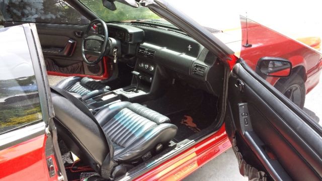 1990 Red Ford Mustang Convertible