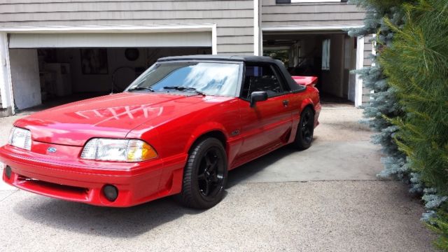 1990 Red Ford Mustang Convertible