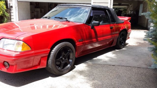 1990 Red Ford Mustang Convertible