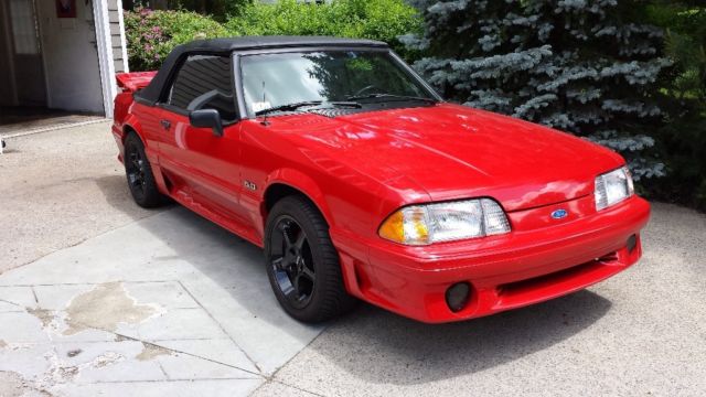 1990 Red Ford Mustang Convertible