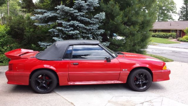 1990 Red Ford Mustang Convertible