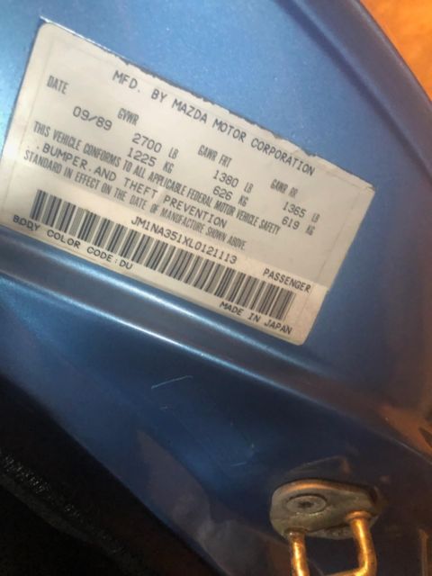 1990 Blue Mazda MX-5 Miata Convertible