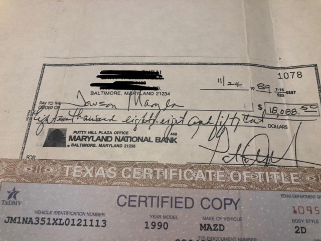 1990 Blue Mazda MX-5 Miata Convertible