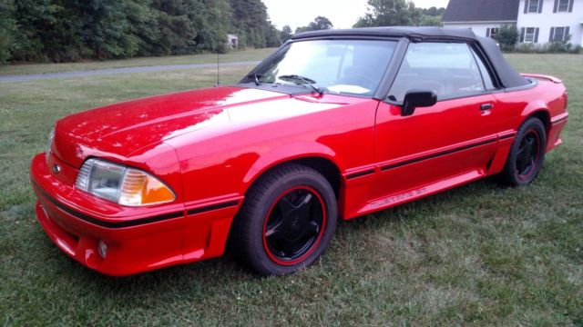 1990 Red Ford Mustang Convertible