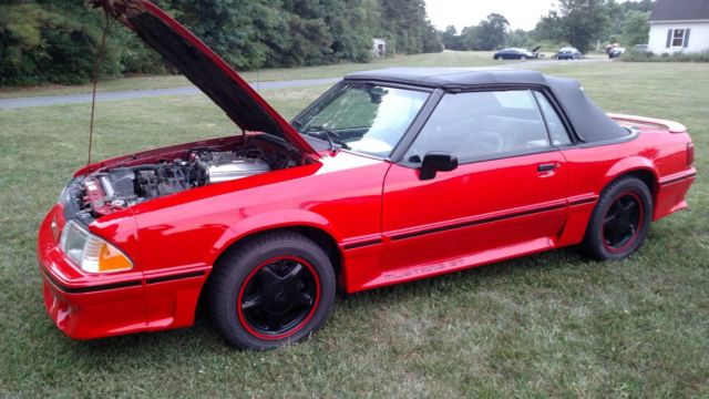 1990 Red Ford Mustang Convertible