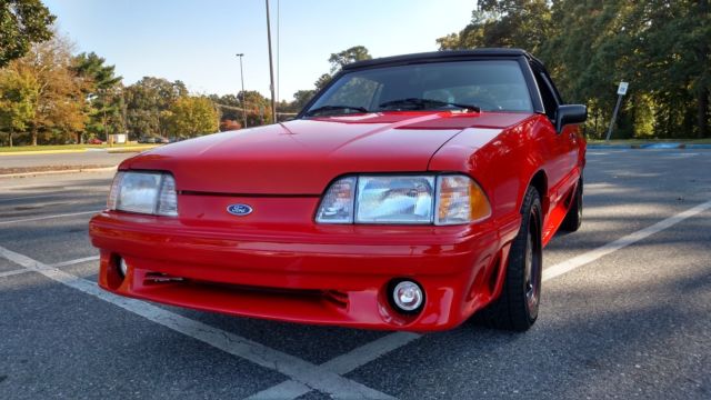 1990 Red Ford Mustang Convertible