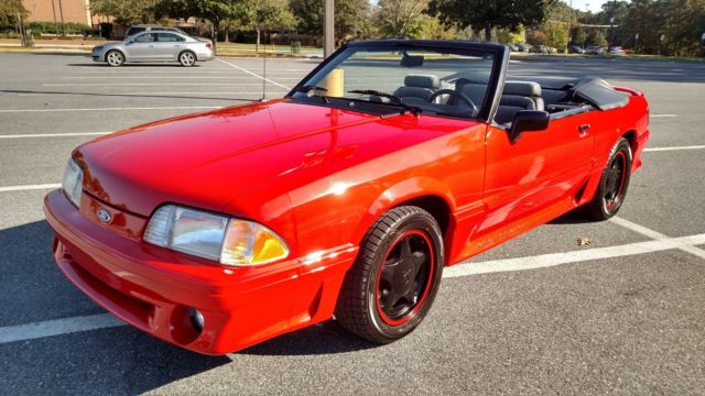 1990 Red Ford Mustang Convertible