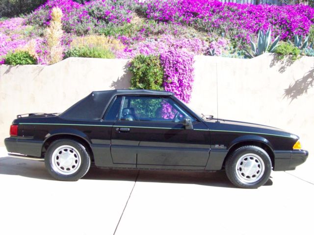 1990 Black Ford Mustang convertible