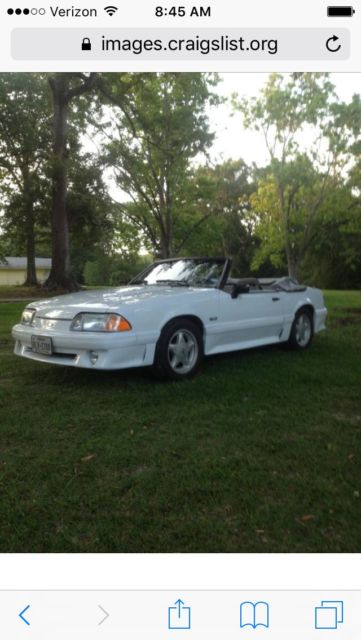 1990 White Ford Mustang Convertible