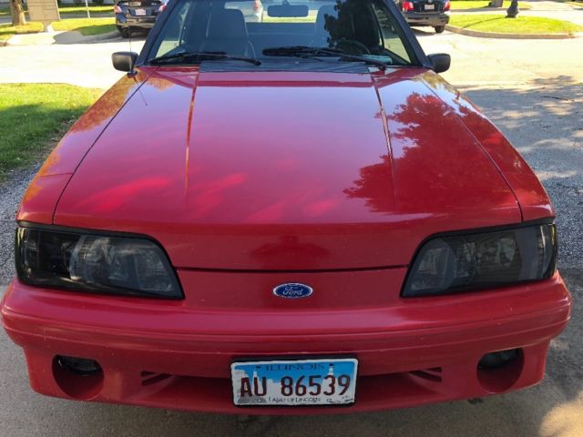 1990 Red Ford Mustang Convertible