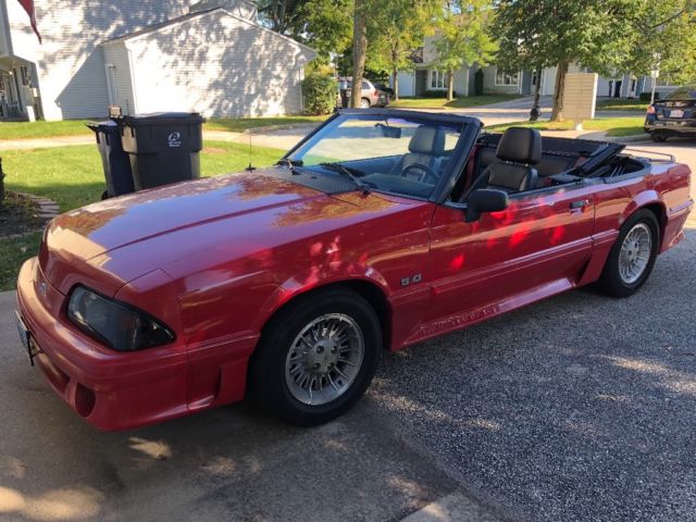 1990 Red Ford Mustang Convertible
