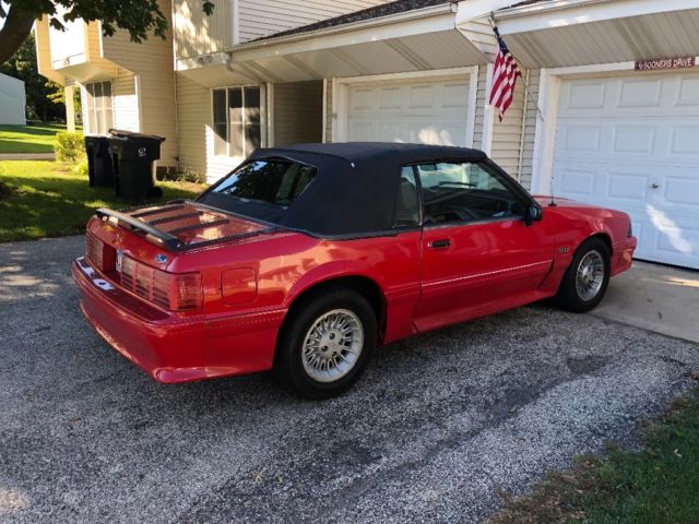 1990 Red Ford Mustang Convertible