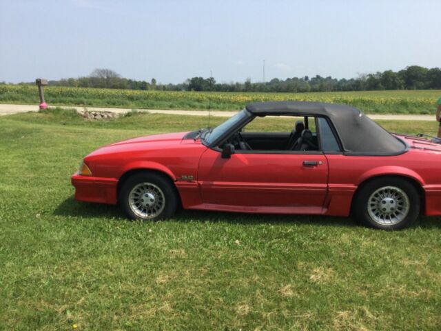 1990 Red Ford Mustang Convertible