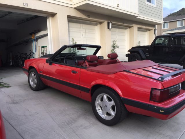 1991 Red Ford Mustang Convertible