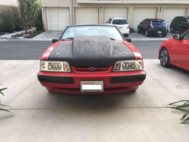 1991 Red Ford Mustang Convertible