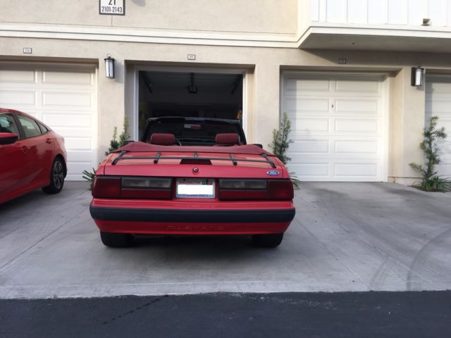1991 Red Ford Mustang Convertible