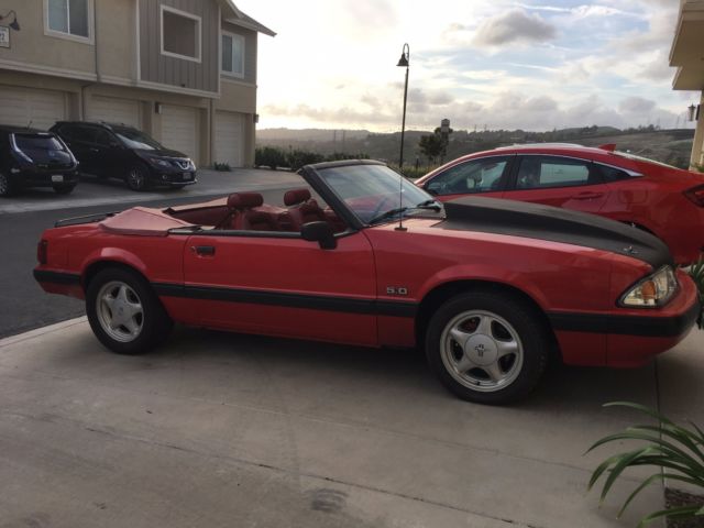 1991 Red Ford Mustang Convertible