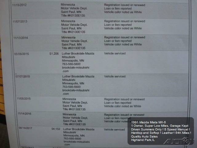 1991 White Mazda MX-5 Miata